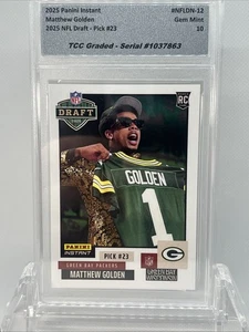 2025 Panini Instant Matthew Golden NFL Draft Night TCC Graded Gem Mint 10 - Bild 1 von 3