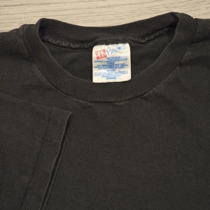 Camiseta Hanes Vintage Años 90 Para Hombre Grande Negra Puntada Única Camiseta Lisa en Blanco EE. UU. - Imagen 1 de 5