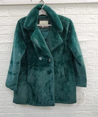 Nuevo Abrigo Madden Girl Imitación Piel Botón Súper Suave Verde Bosque Talla Mediana Foto 1 de 4