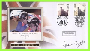 G.B. / China 2008 Olympics First Day Cover, Hand signed, Jamie Staff, Cycling - Picture 1 of 3