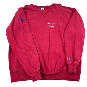 Sweat vintage champion homme XXL rouge col rond staff olympique 1996 années 90 délavé * - Photo 1/14