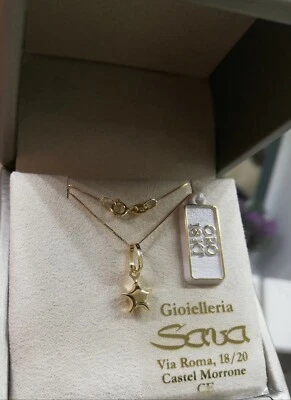 Collana veneziana e ciondolo stella 🌟 bombata in oro giallo 750 18 kt nuova