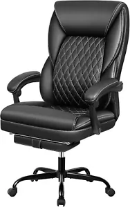 Executive Office Chair Big and Tall Foot Rest Ergonomic Home Office Desk Chairs - Picture 1 of 9