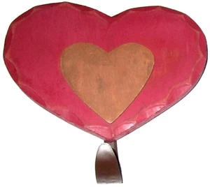 VALENTINE'S DAY HEART SHAPED WOODEN HANGER ~ 6" X 6" - Picture 1 of 1