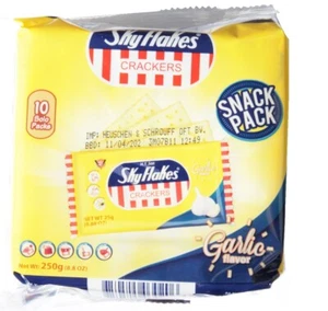 Sky Flakes Crackers ajo 250 g Filipinas 10 paquetes de 25 g galletas de trigo - Imagen 1 de 3