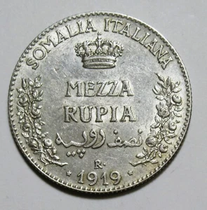 *VITTORIO EMANUELE III SOMALIA ITALIANA 1/2 RUPIA 1919 CONSERVAZIONE SPL - Picture 1 of 3