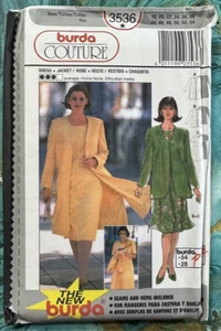Burda 3535 Couture Pattern Dress Jacket Sizes 18 to 28 Uncut OOP Vintage - Picture 1 of 3