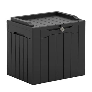 31 Gallon Resin Deck Box - Large Outdoor Storage for Patio, Garden, Pool, Black - Picture 1 of 7