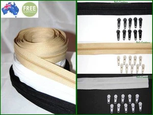 No. 3, Zipper + slider,upholsery, black, white, beige, zipper, craft - Foto 1 di 8