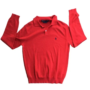 Polo Ralph Lauren Men Small Red Polo Pima Soft Touch Collared Logo - Picture 1 of 9