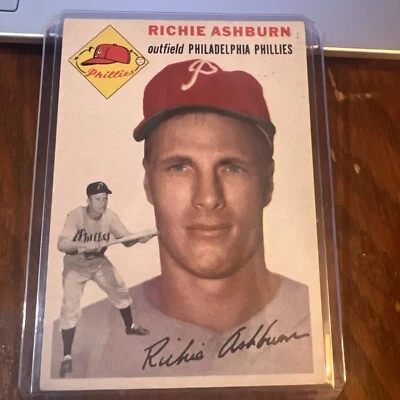 Richie Ashburn 1954 Topps #45 Philadelphia Phillies HOF EX Range Vintage - Image 1 of 4