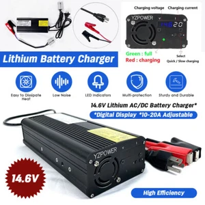 Lithium Battery Charger 14.6V for 12V Lithium Iron LiFePO4 Battery LED Indicator - Picture 1 of 22