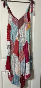 India Boutique Jumpsuit Womens OS PinkYellow Floral Wide Leg Boho Flowy Quilted - Picture 1 of 8