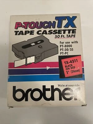 BROTHER TX4511 / TX-4511 (BRAND NEW) Black On Red 50 Feet - Image 1 of 2