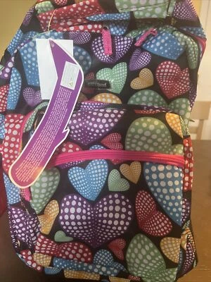 ROCKLAND ROLLING BACKPACK School Bag Travel Luggage Mesh Pockets New Heart 17″ - Image 1 of 3
