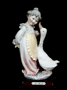 Bruno Merli Capodimonte Girl with Duck Italian Figurine