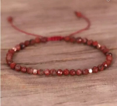 Natural Red Jasper Stone Faceted Bracelet Red Stone Dainty Bracelet Minimalist - Image 1 of 3