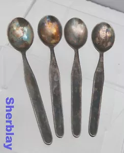 Juego de 4 cucharas antiguas vintage Mrkd Silvapleet plateadas 4 5/16" - Imagen 1 de 4