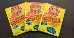 1990 Fleer Basketball Unopened Wax Packs Lot Of 3