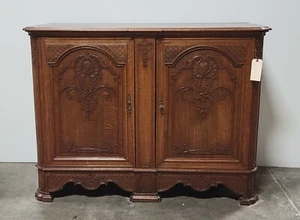 Antique French Liege Oak Console Sideboard Cabinet - Picture 1 of 12
