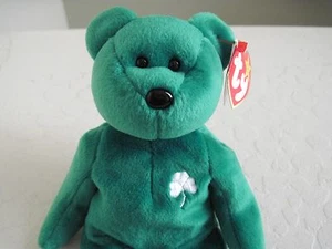 Ty Beanie Babies ERIN 8" Good Luck Lucky Bear Plush Stuffed Animal Green NWT - Picture 1 of 4
