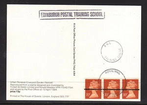 GB: EDINBURGH POSTAL TRAINING SCHOOL 10p STRIP OF 3 ON PGQ74 (a) CARD SCARCE!! - Foto 1 di 1