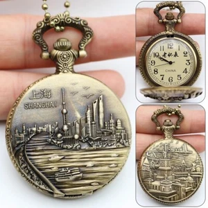 Retro alte Shanghai Taschenuhr Halskette orientalische Perle Anhänger Halskette #10 - Bild 1 von 4
