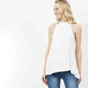 Back tie halter sleeveless top - White - M - Picture 1 of 3