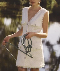 BHLDN V-Neck Pearl Tweed Mini Dress - Picture 1 of 9