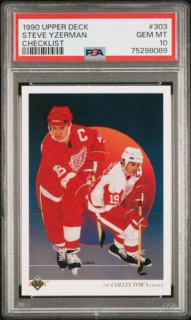 1990 Upper Deck Steve Yzerman #303 Checklist PSA 10 Gem Mint Red Wings HOF - Image 1 of 2