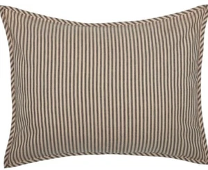 Cotton Ticking Stripe Pillow Sham Charcoal Gray & Tan Farmhouse Chic Sawyer Mill - Picture 1 of 4