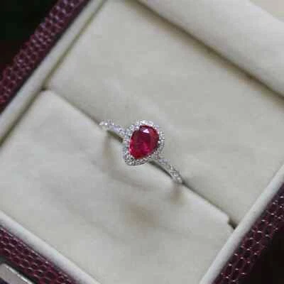 Lab-Created Ruby Gemstone Ring 925 Sterling Silver Handmade for Her - Image 1 of 4