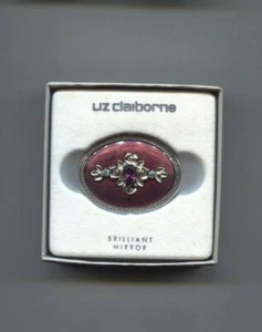 Vintage mod Liz Claiborne purple enamel Mirror silver Tone - Picture 1 of 1