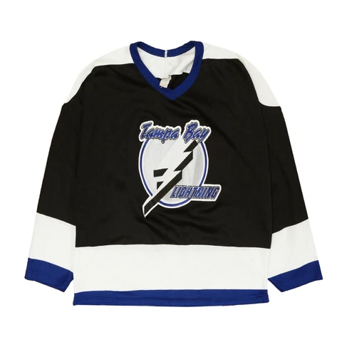Vintage Tampa Bay Lighting CCM Maska Hockey Jersey Size XL Black 90s NHL Cover