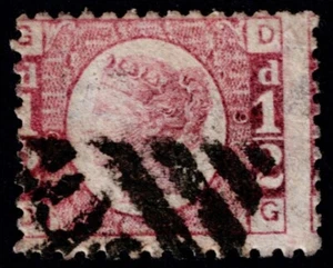 1870 1/2d Rosa-Rosso SG 48 Targa 9 DG Dublino Numero Fine Usato Cat. £ 850,00 - Foto 1 di 1