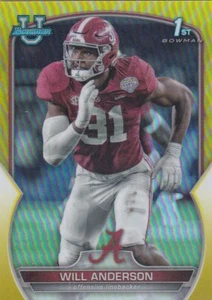 2022 Bowman Chrome University Yellow Refractors #52 Will Anderson - Picture 1 of 2