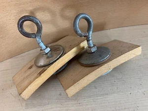 2x Vtg Concert Bass Drum Eyebolt Mounting Eye Bolt Parts w/ Reinforcement Blocks - Picture 1 of 4
