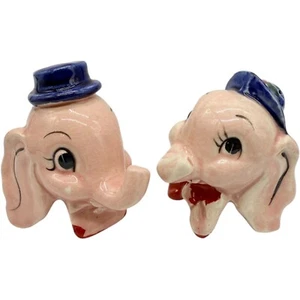 Vintage Elephant Salt Shakers Ceramic Novelty Kitchen Decor - Picture 1 of 10
