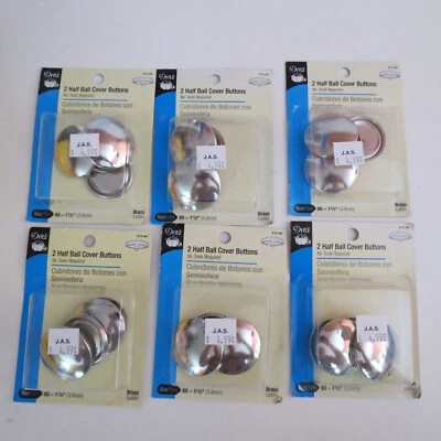 6 packs Dritz Half-Ball Cover Buttons 1-1/2"-Size 60 1-1/2" 2/Pkg, 213-60 #7 - Image 1 of 3