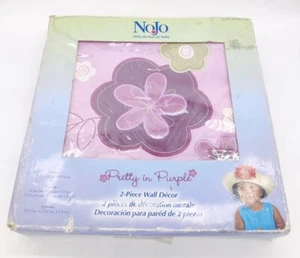 NOJO Pretty in Purple 2pc Wall Decor Art Pictures Nursery Girl Bedroom Flowers - Picture 1 of 7