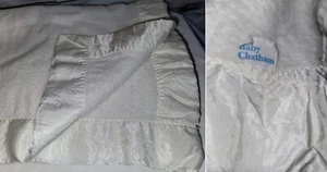 VTG Baby Chatham Blanket White Satin / Nylon Trim 46x37 Solid Color - Picture 1 of 11