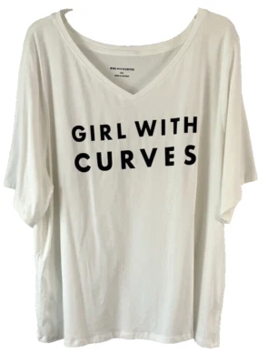 Camiseta Niña con Curvas Serigrafía Cuello en V Blanca XL Pull On A452080 Mujer CB7O Foto 1 de 4