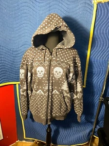 Amplify Totenkopf Hoodie Damen Größe Large grau Fleece-gefütterte Taschen - Bild 1 von 1