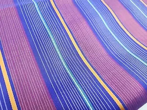 Poly Blend Violet, Burgundy, Gold, Teal Stripe Sewing Silky Fabric 44x114" Vtg - Picture 1 of 17