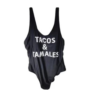 ruebleu rue21 Tacos and Tamales Swimsuit Womens Plus Size 3X One Piece Black - Picture 1 of 7