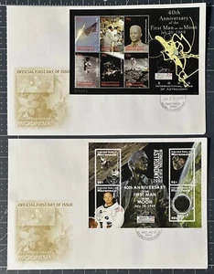 MICRONESIA 2009 2 FDC + Stamp sheets FIRST MAN ON THE MOON 40th Anniv, SC 810-11 - Picture 1 of 1