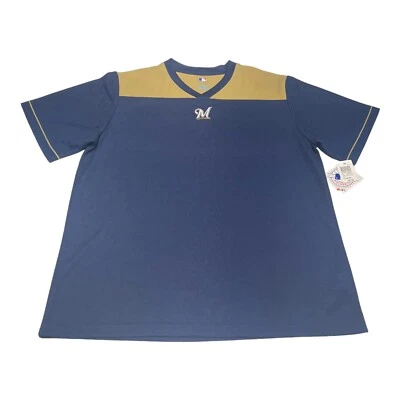 Men's MLB Genuine Merchandise Milwaukee Brewers Warm Up BP Shirt Size XL NWT - Image 1 of 4