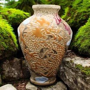 Jarrón De Colección Japón Art Deco Tokanabe Ware Dragón Caballo Pintado a Mano 11.5" Alto - Imagen 1 de 8