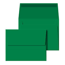 A2 Envelopes, 4 3/8" x 5 3/4", Green, Square Flap, 24w (90gsm), 25 per Pack