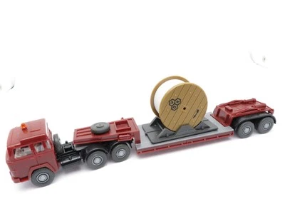 276HO /31 - Wiking H0 - Magirus Tieflader weinrot mit Kabelrolle VDK - Bild 1 von 4